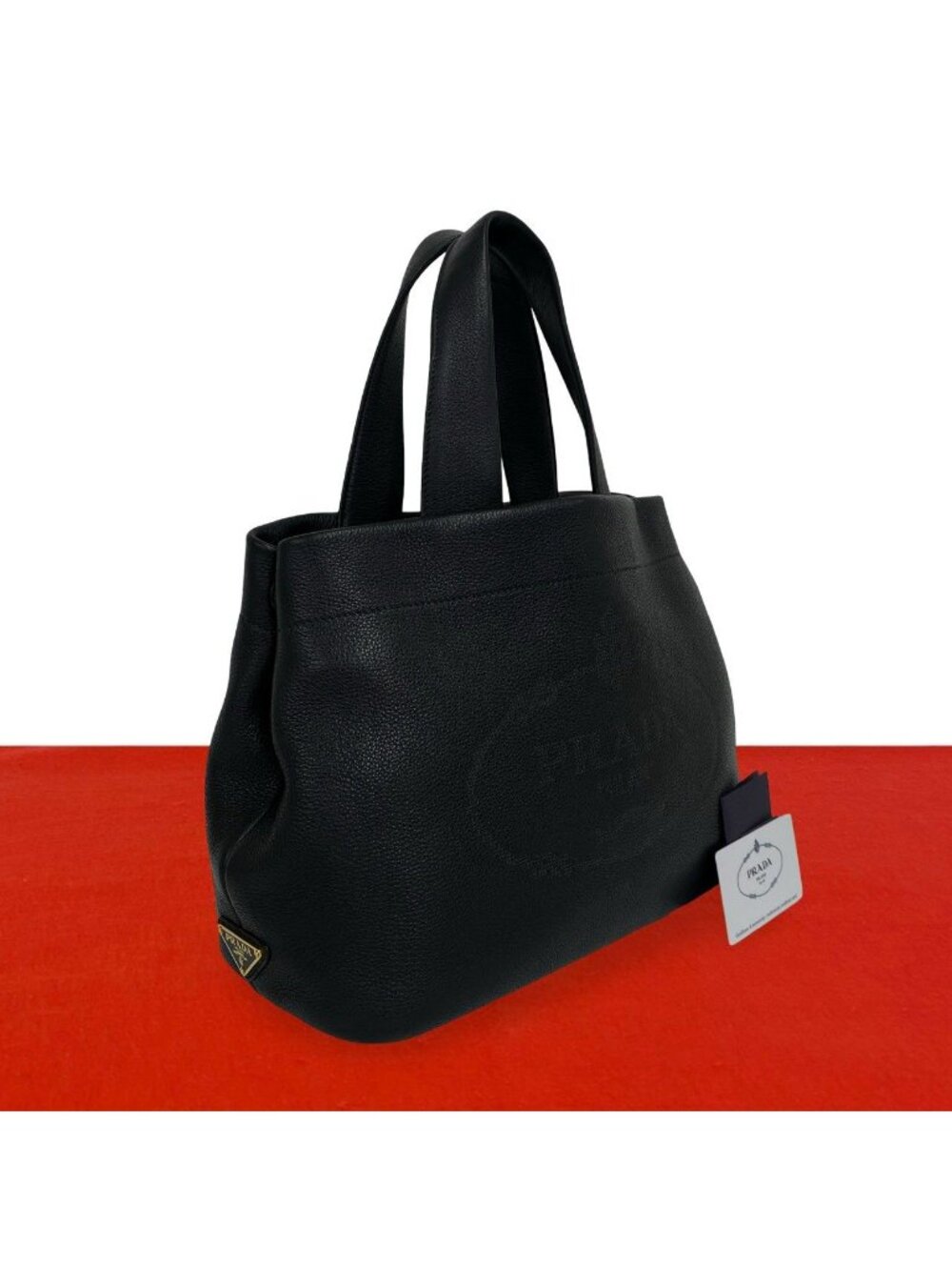 Prada Perforated Leather Handbag Mini Tote Black